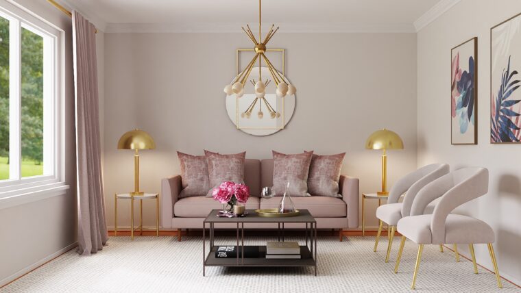 Ejemplo de decoración interior Glam